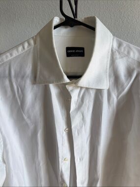 Giorgio Armani White Men's Dress Shirt - Classic Collar 44/17.5